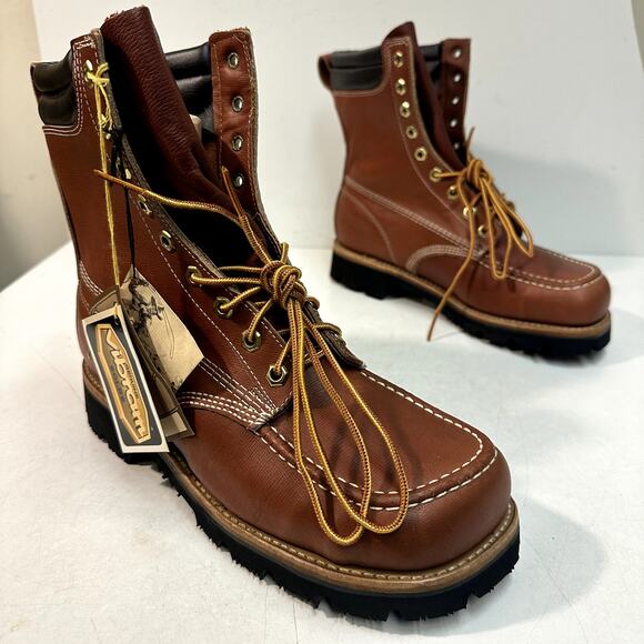 NWT VTG Knapp Boots 7" Moc Toe Steel Toe S. B. Foot Made in USA NOS 8.5 Wide EE - Picture 4 of 16